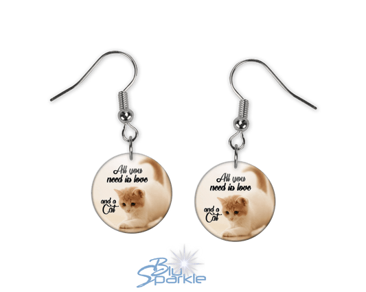 All You Need Is Love And A Cat - Earrings - BluSparkle