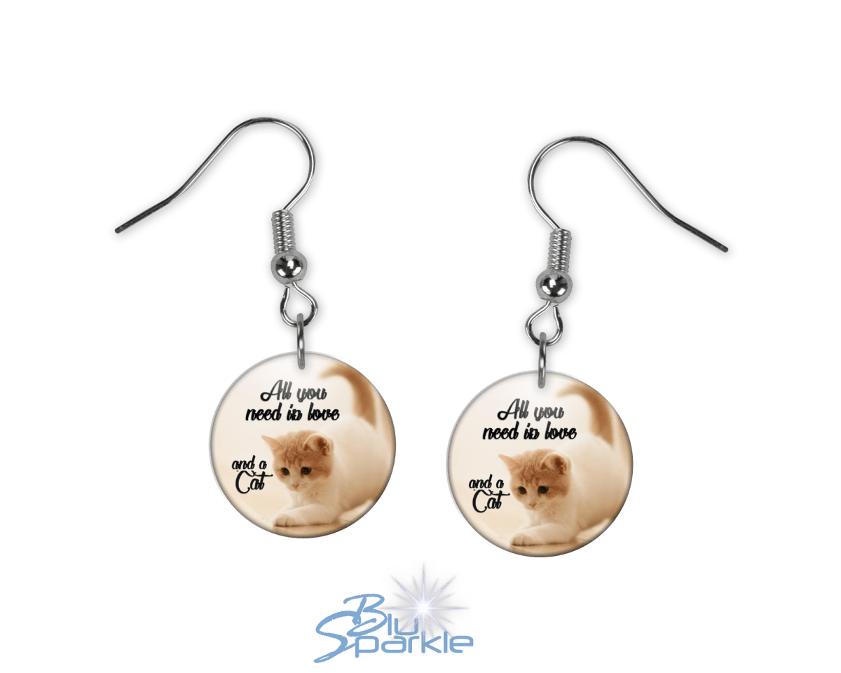 All You Need Is Love And A Cat - Earrings - BluSparkle