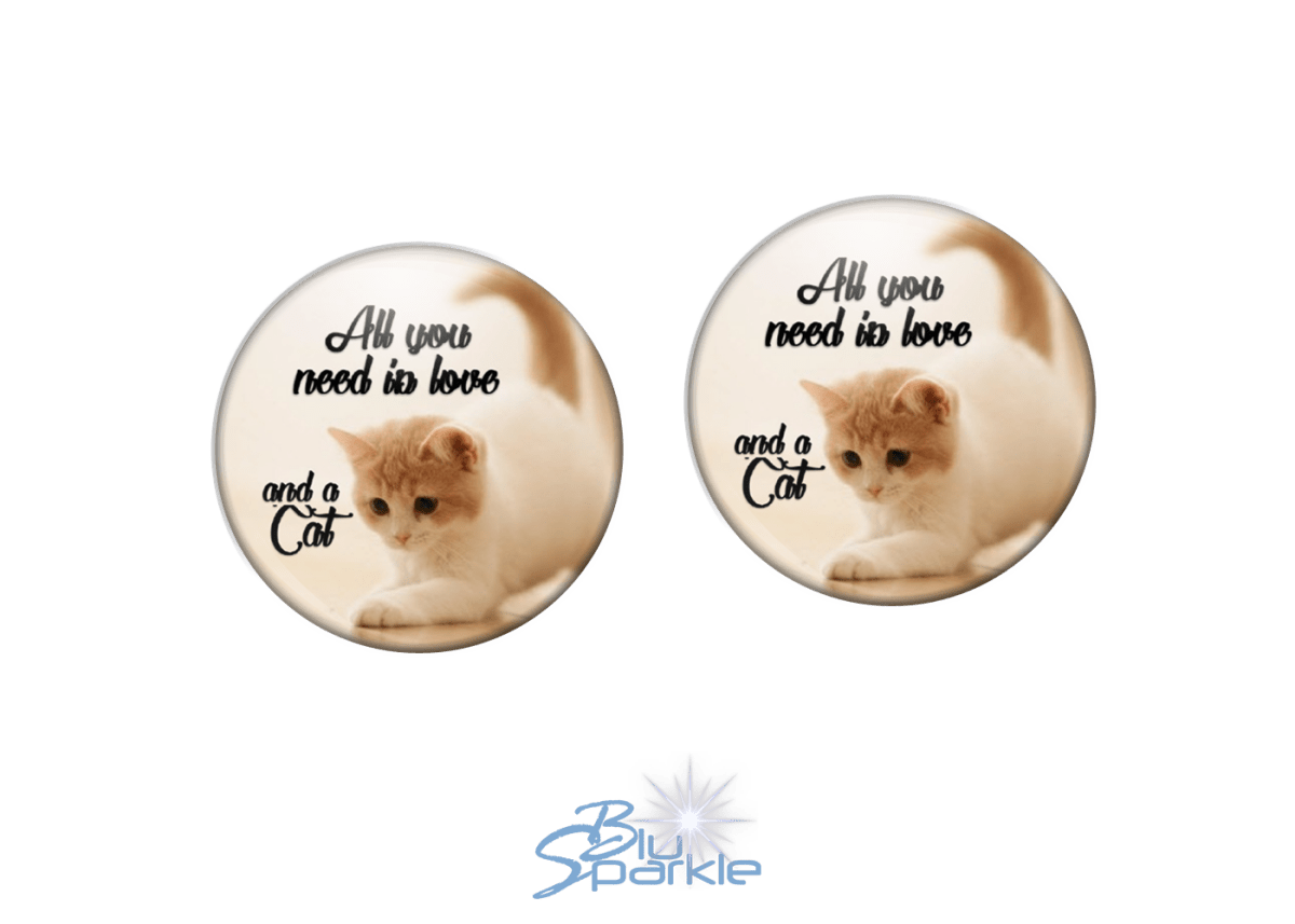 All You Need Is Love And A Cat - Earrings - BluSparkle