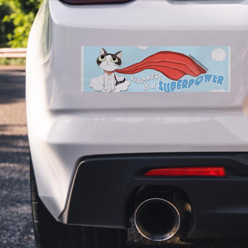 Animal Advocacy Kindness Is a Superpower Kitty Bumper Sticker - BluSparkle