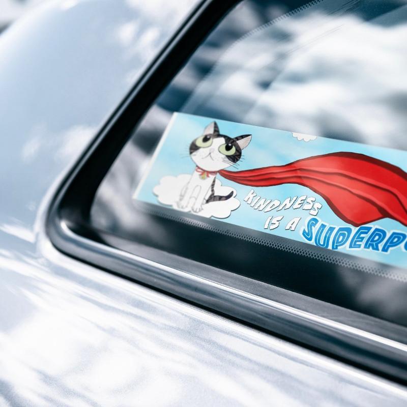 Animal Advocacy Kindness Is a Superpower Kitty Bumper Sticker - BluSparkle