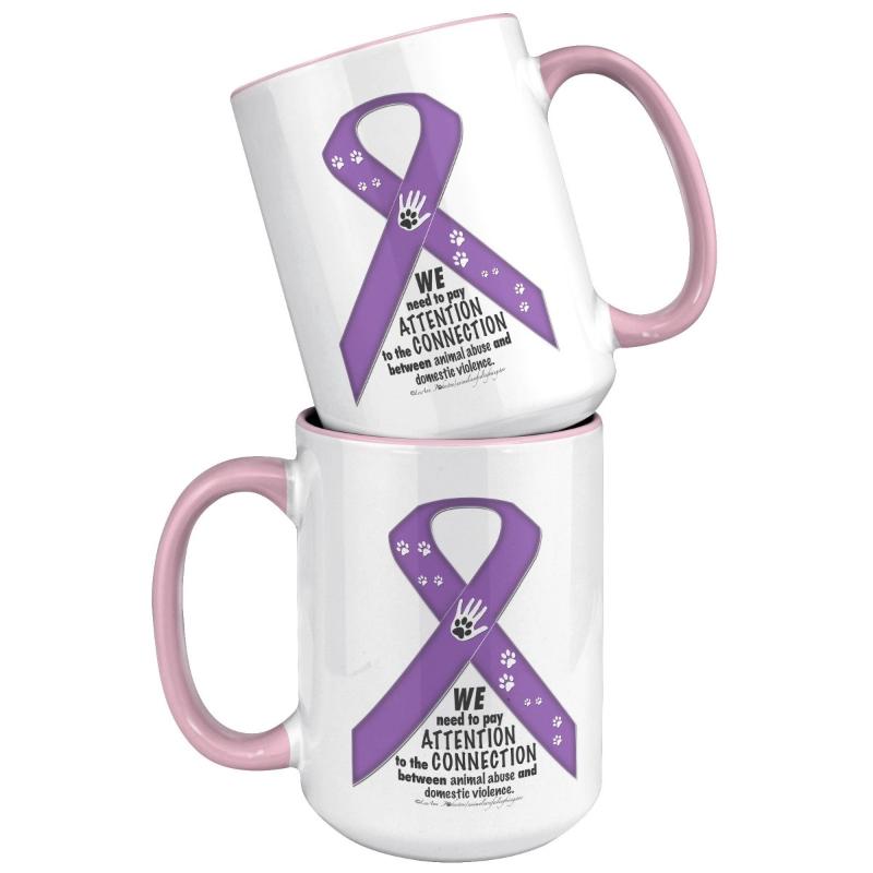 Animal Advocacy Purple Ribbon 15oz Accent Mug - BluSparkle