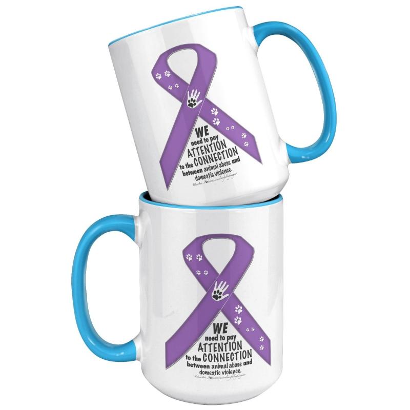 Animal Advocacy Purple Ribbon 15oz Accent Mug - BluSparkle