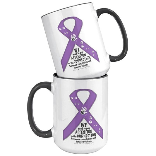 Animal Advocacy Purple Ribbon 15oz Accent Mug - BluSparkle