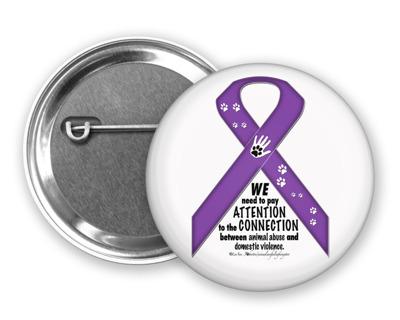 Animal Advocacy Purple Ribbon Pinback Button - BluSparkle