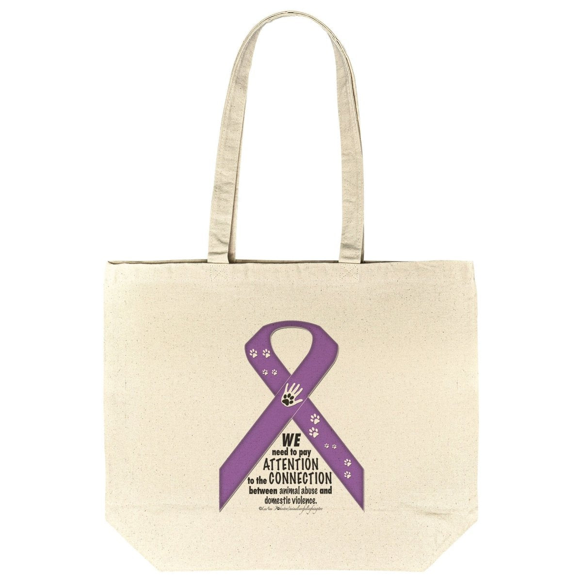 Animal Advocacy Purple Ribbon Rounded Canvas Tote Bag - BluSparkle