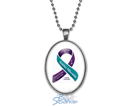 Awareness Ribbon - Personalized Oval Pendants - BluSparkle