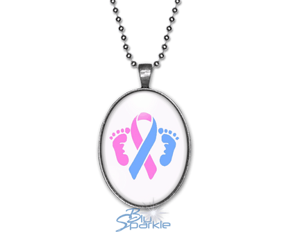 Awareness Ribbon - Personalized Oval Pendants - BluSparkle