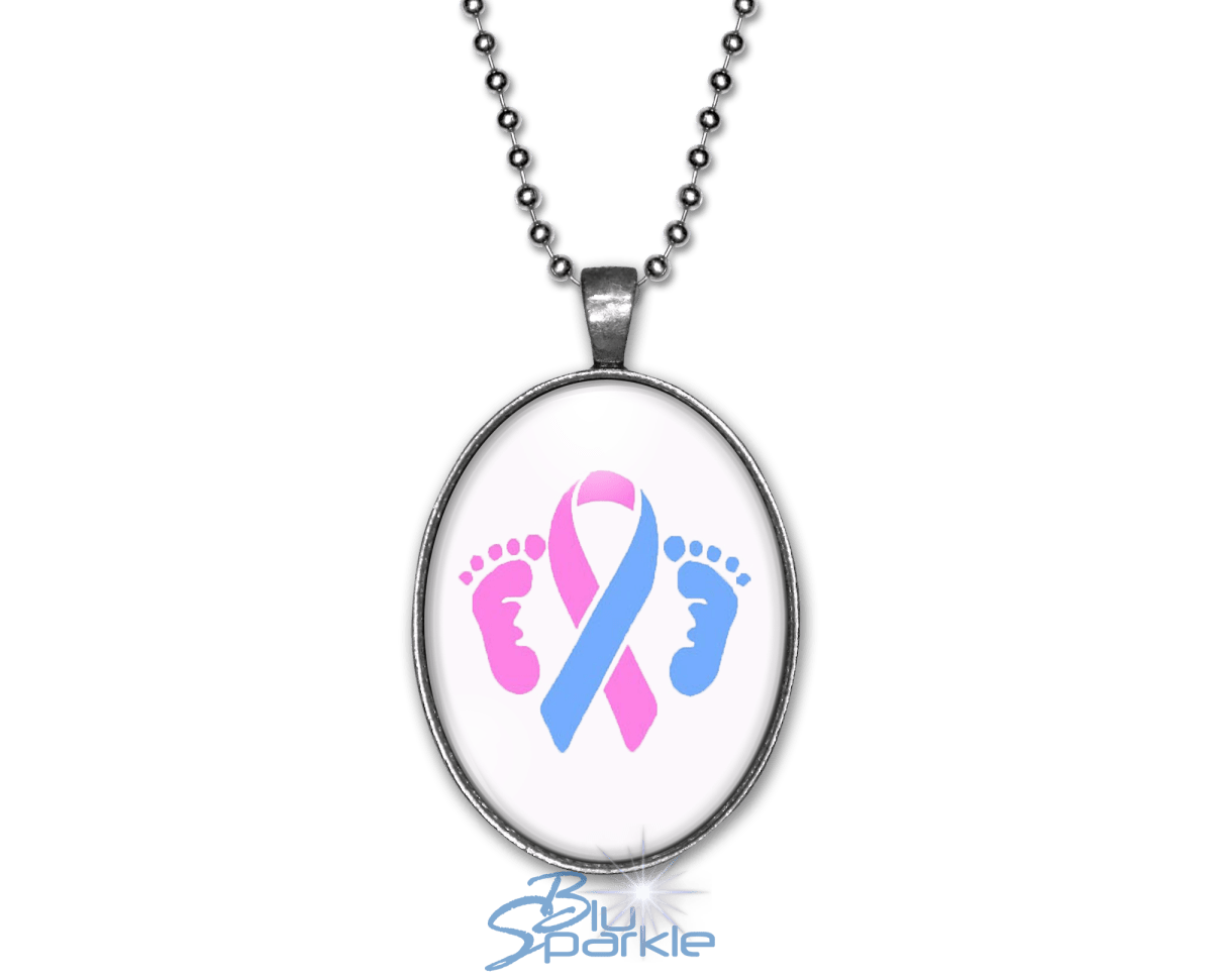 Awareness Ribbon - Personalized Oval Pendants - BluSparkle