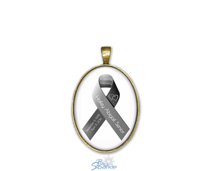 Awareness Ribbon - Personalized Oval Pendants - BluSparkle