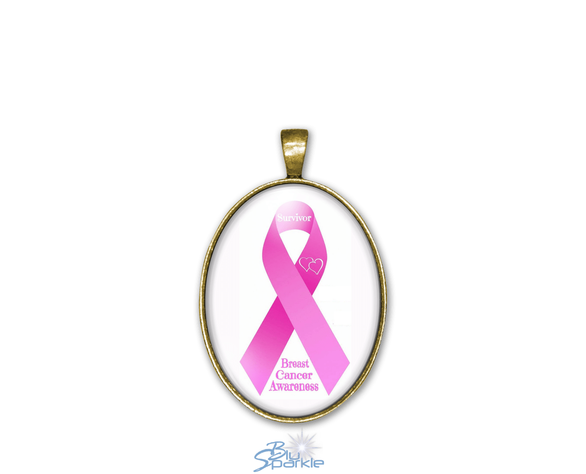 Awareness Ribbon - Personalized Oval Pendants - BluSparkle