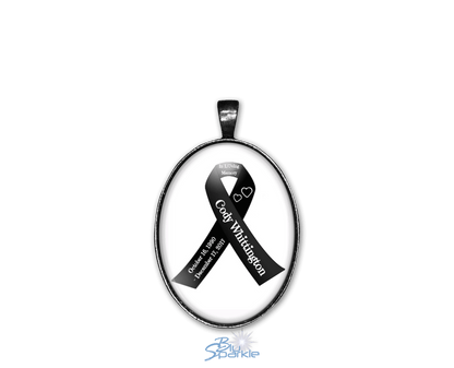 Awareness Ribbon - Personalized Oval Pendants - BluSparkle