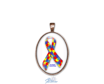 Awareness Ribbon - Personalized Oval Pendants - BluSparkle