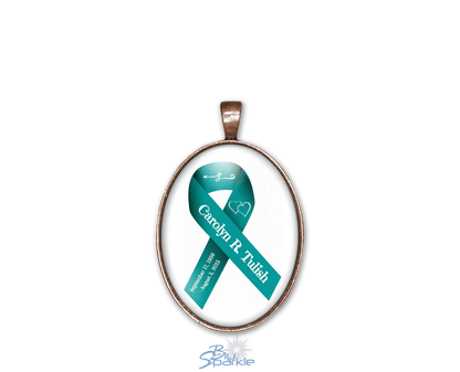 Awareness Ribbon - Personalized Oval Pendants - BluSparkle