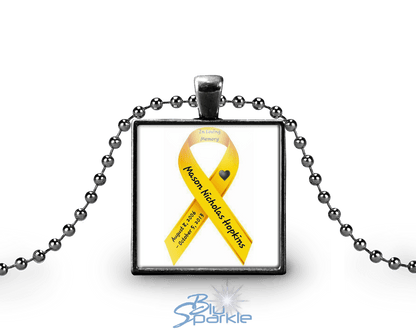 Awareness Ribbon - Personalized Square Pendants - BluSparkle
