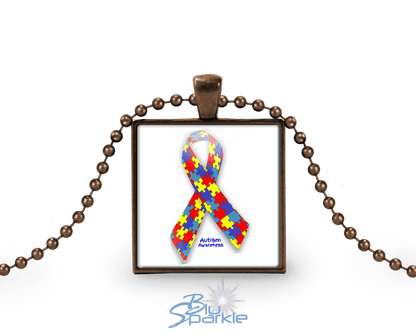 Awareness Ribbon - Personalized Square Pendants - BluSparkle