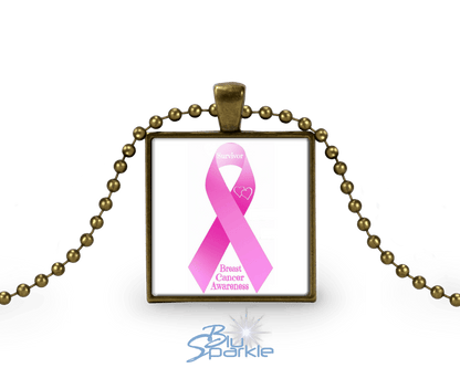 Awareness Ribbon - Personalized Square Pendants - BluSparkle