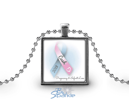 Awareness Ribbon - Personalized Square Pendants - BluSparkle