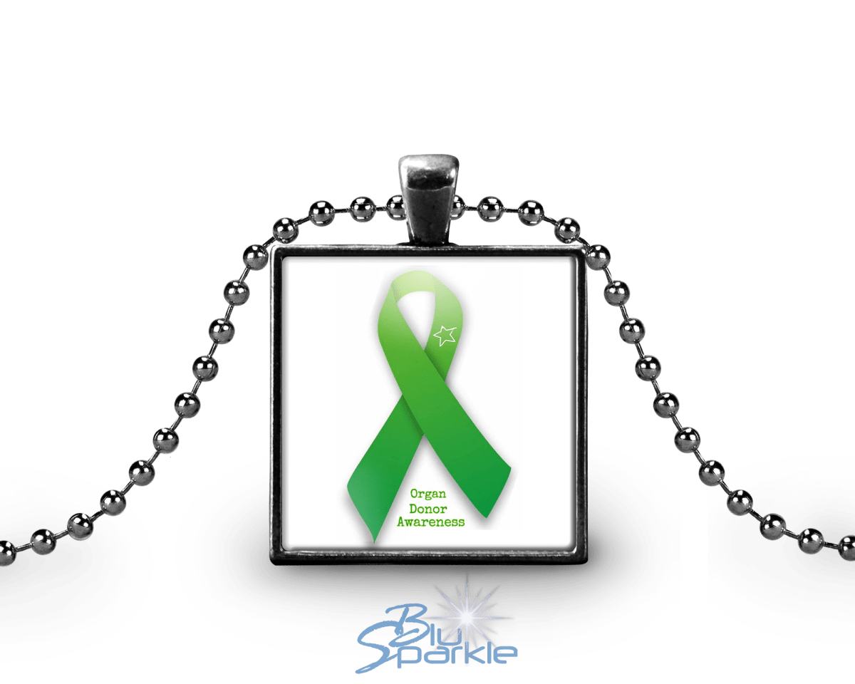 Awareness Ribbon - Personalized Square Pendants - BluSparkle