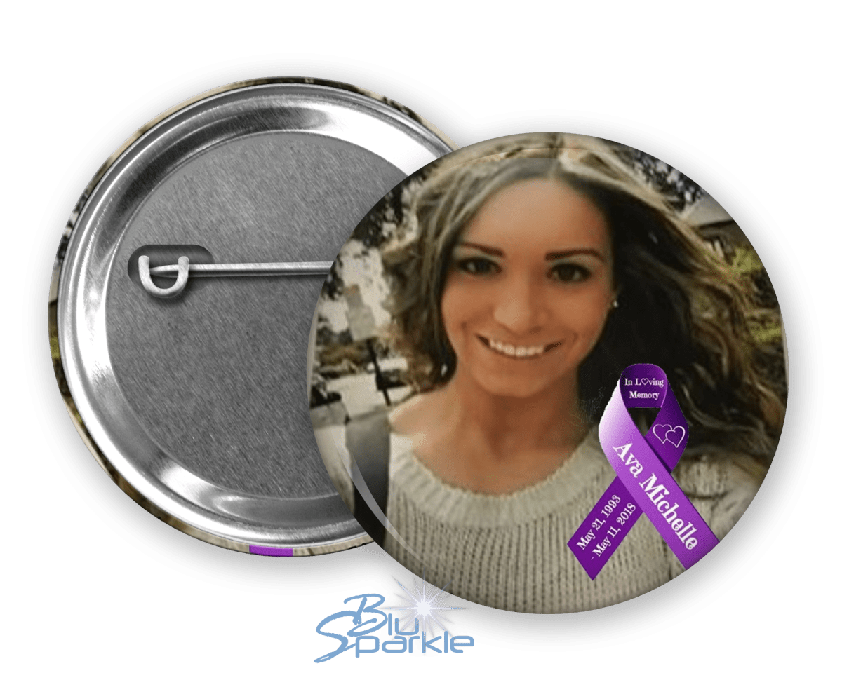 Awareness Ribbon & Photo - Personalized Pinback Button - BluSparkle