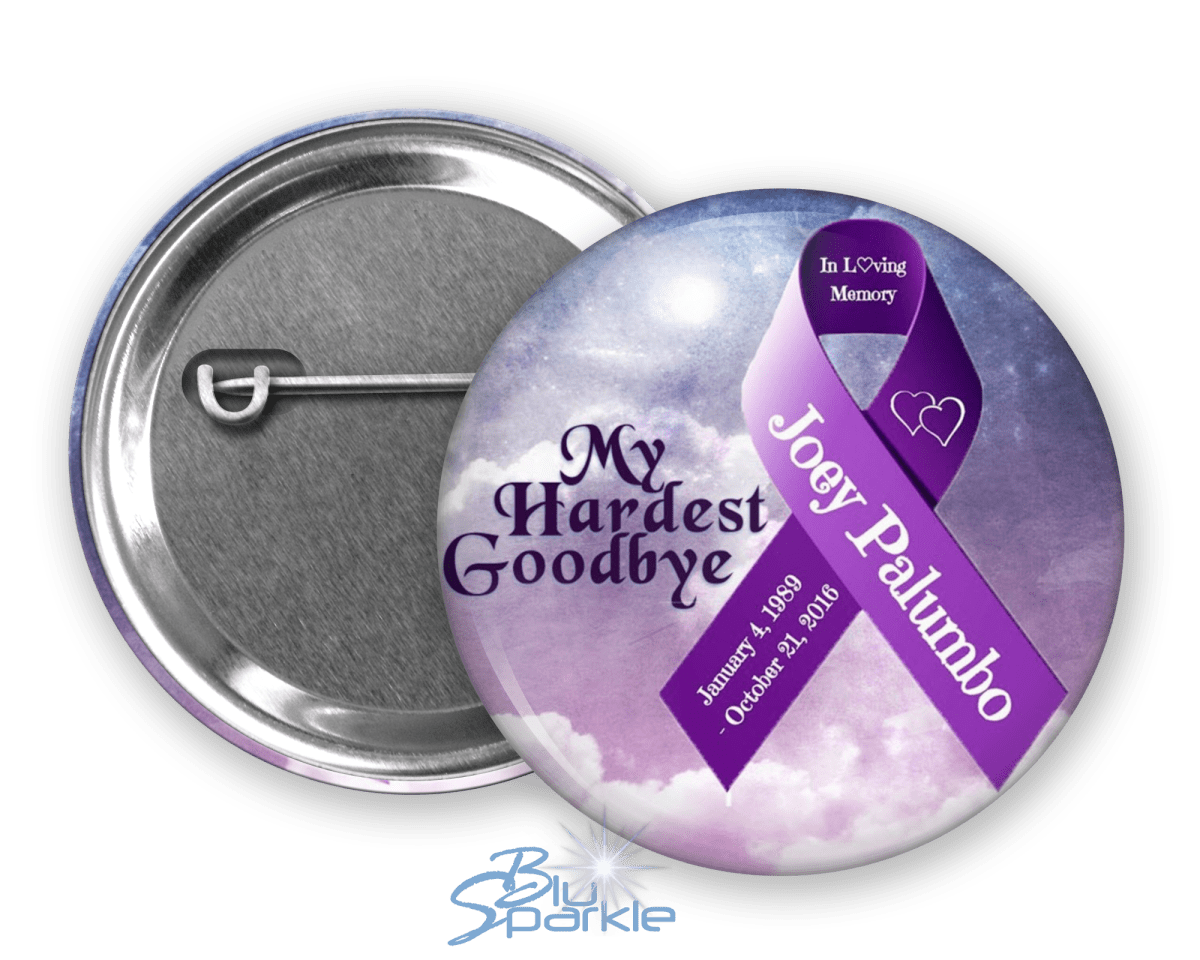 Awareness Ribbon & Quote - Personalized Pinback Button - BluSparkle