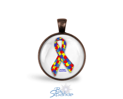 Awareness Ribbon Round Pendants - BluSparkle