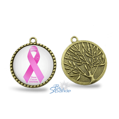 Awareness Ribbon Round Pendants - BluSparkle