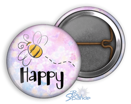 Bee Happy - Pinback Buttons - BluSparkle