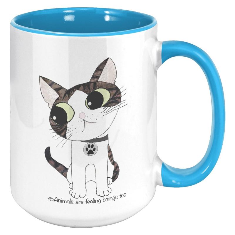 Cat Wagging Tail 15oz Accent Mug - BluSparkle