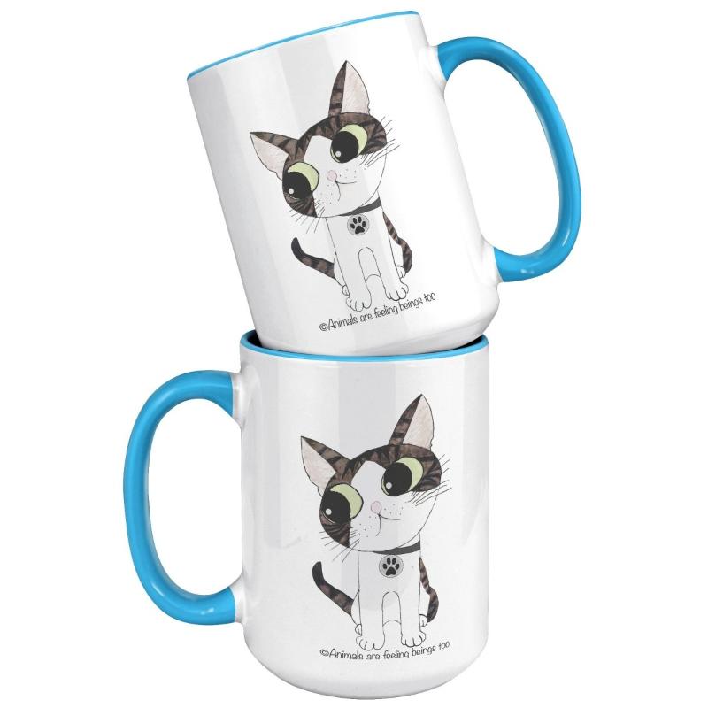 Cat Wagging Tail 15oz Accent Mug - BluSparkle