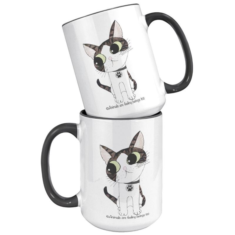 Cat Wagging Tail 15oz Accent Mug - BluSparkle