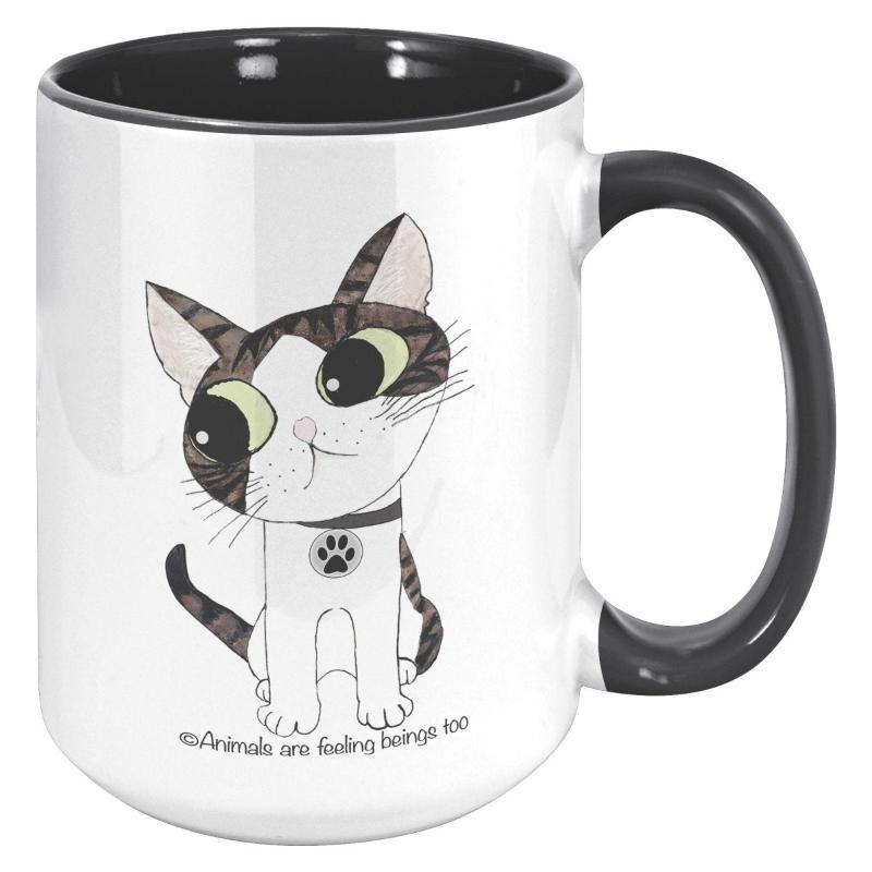 Cat Wagging Tail 15oz Accent Mug - BluSparkle