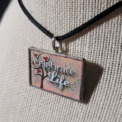 Celebrate Life Handmade Stained - Glass Pendant - BluSparkle