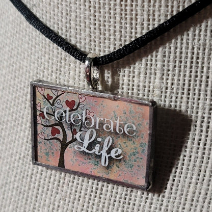 Celebrate Life Handmade Stained - Glass Pendant - BluSparkle