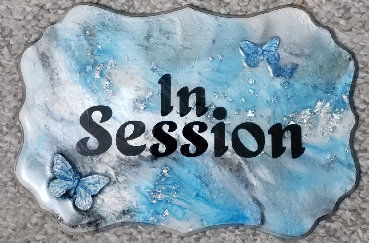 Custom Acrylic Fluid Art Resin 'In Session' Sign - BluSparkle