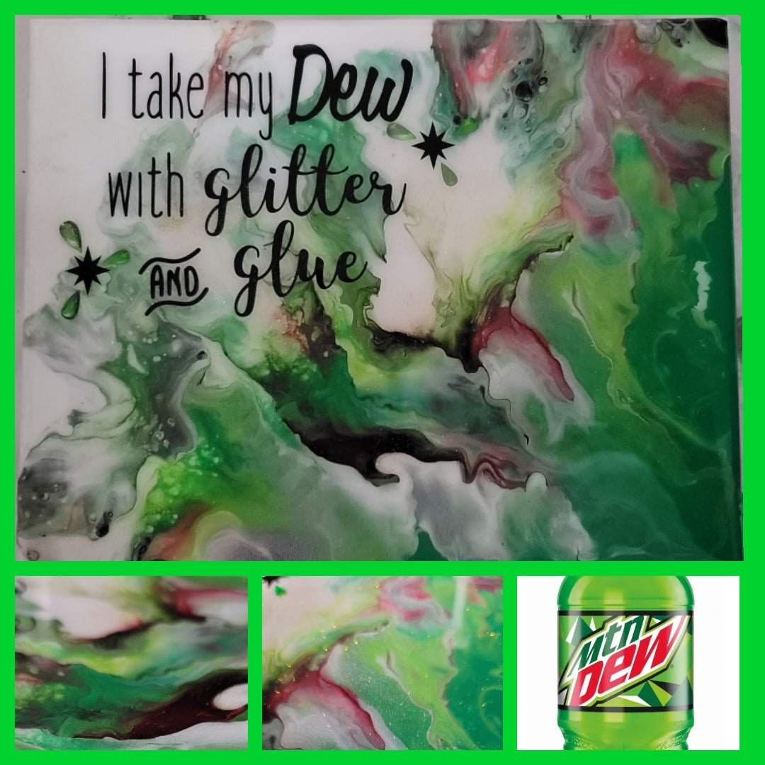 Custom Handmade Acrylic Fluid Wall Art and Resin (Mtn Dew Style) - BluSparkle