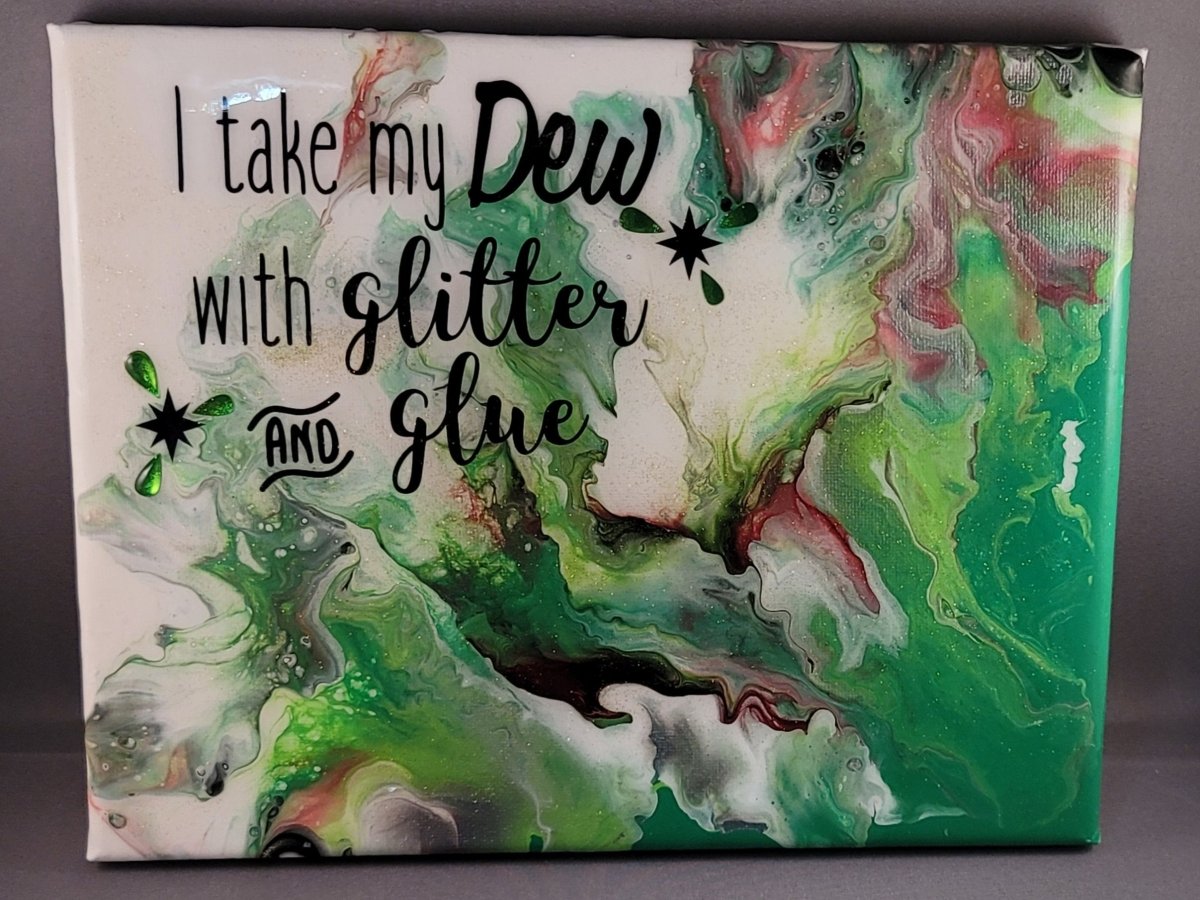 Custom Handmade Acrylic Fluid Wall Art and Resin (Mtn Dew Style) - BluSparkle