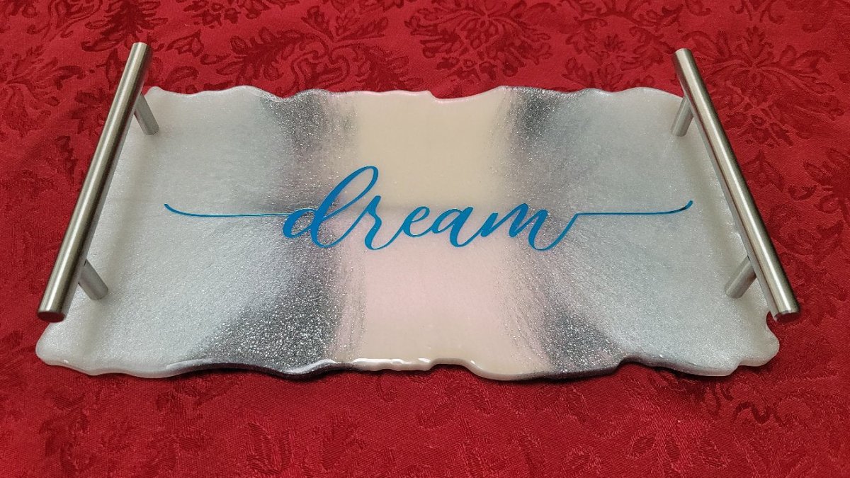 Custom Handmade 'Dream' Resin Serving Tray - BluSparkle