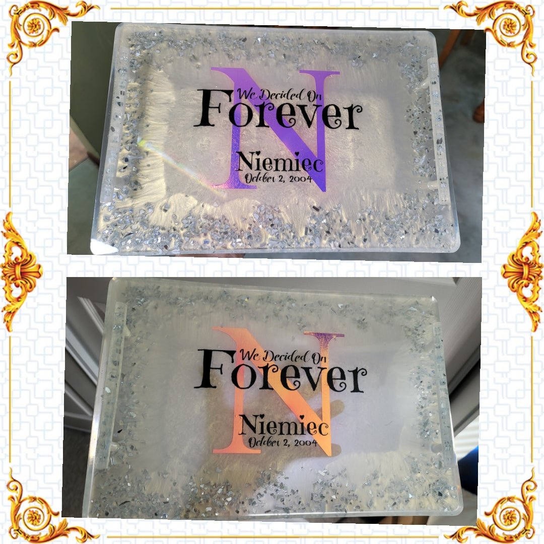 Custom Handmade 'We Decided On Forever' Resin Serving Tray (Niemiec) - BluSparkle