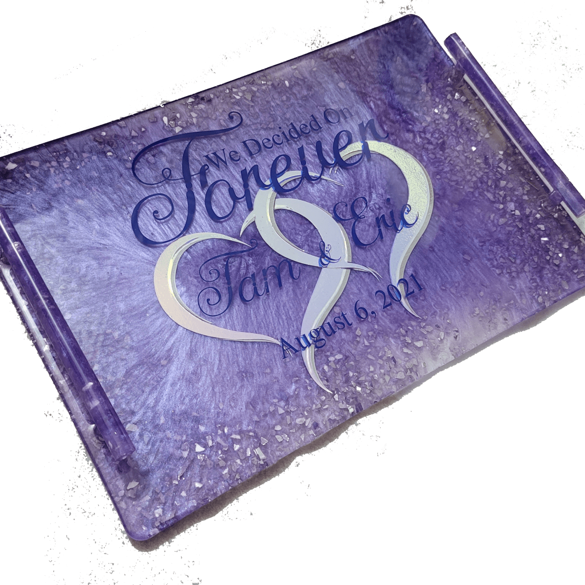 Custom Resin Wedding Tray - We Decided On Forever (Tam & Eric) - BluSparkle