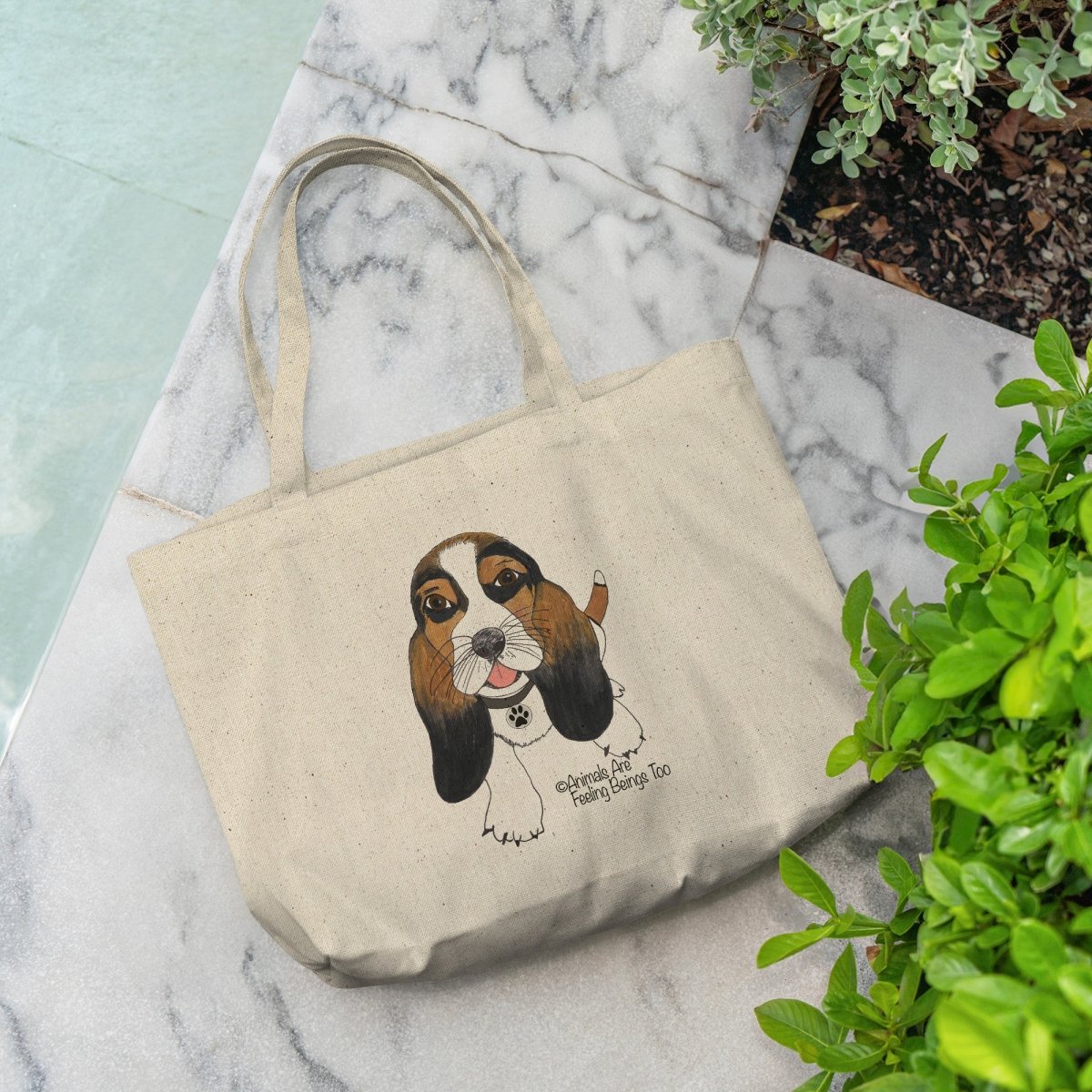 Dog Wagging Tail Rounded Canvas Tote Bag - BluSparkle