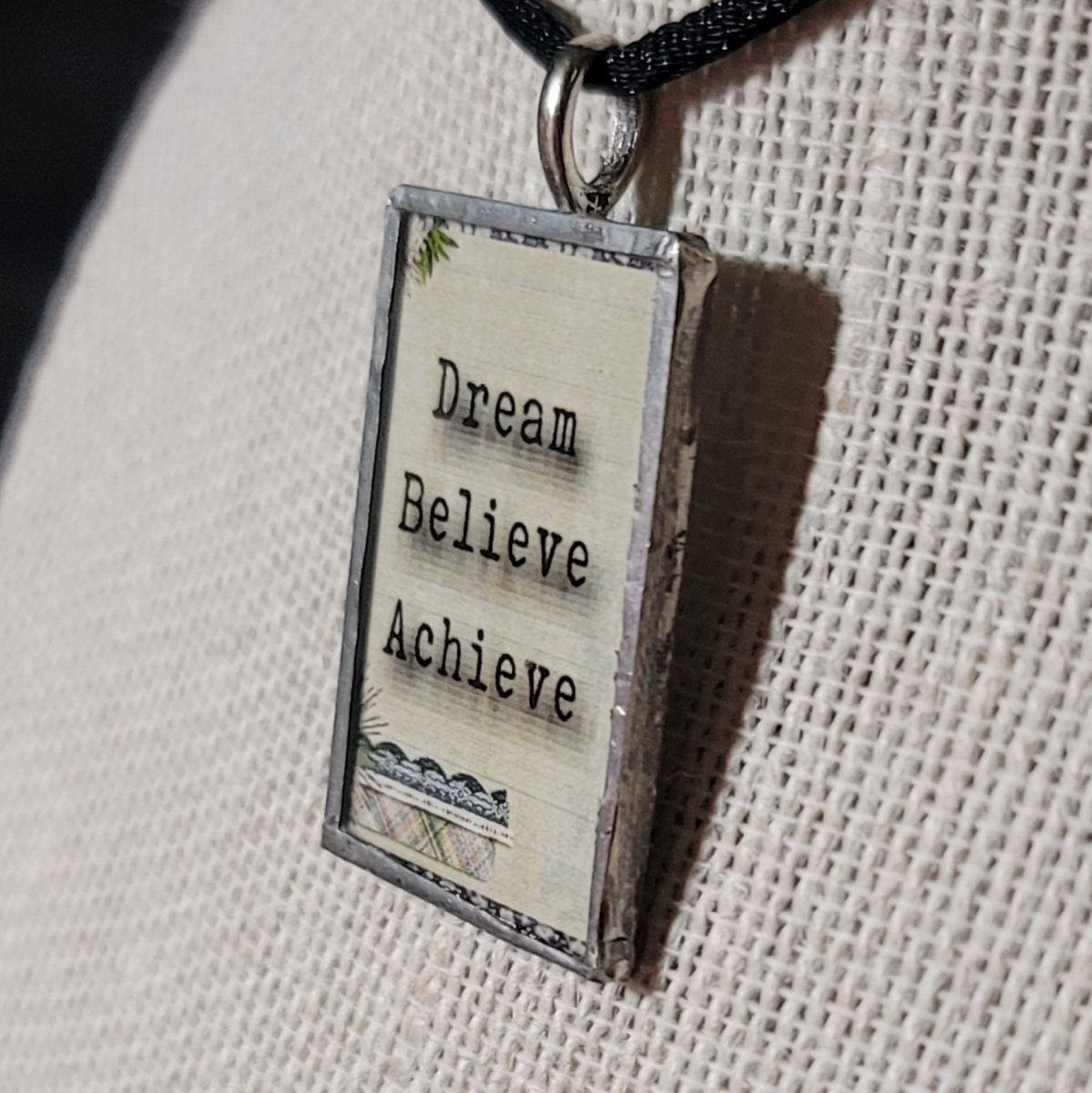 Dream, Believe, Achieve Handmade Stained - Glass Pendant - BluSparkle