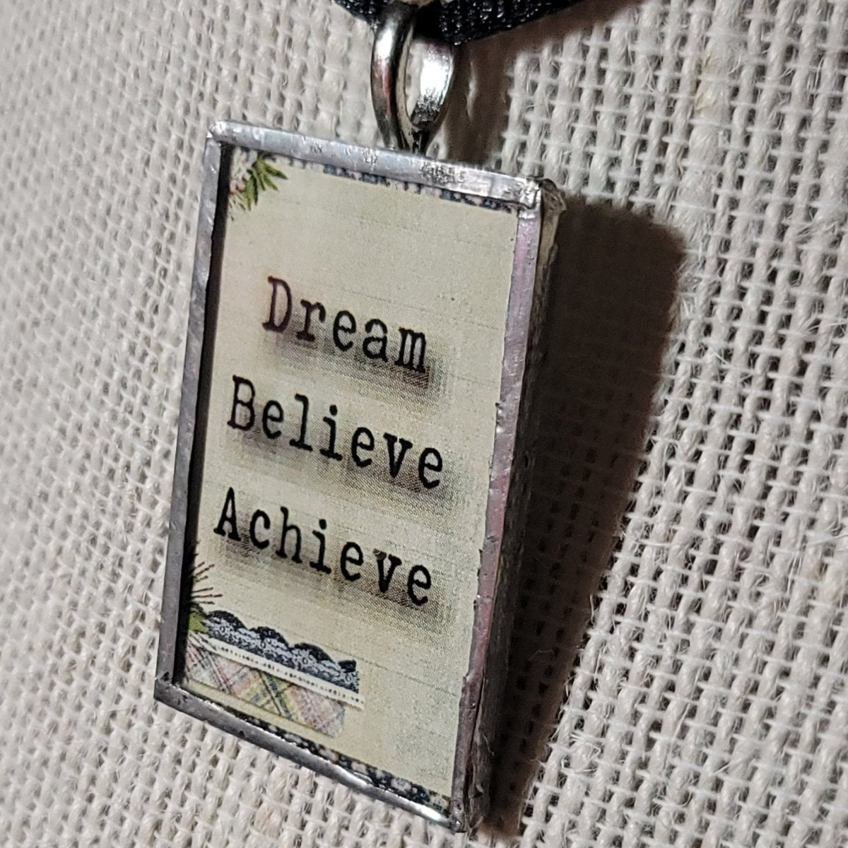 Dream, Believe, Achieve Handmade Stained - Glass Pendant - BluSparkle