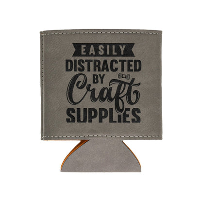 Easily Distracted By Craft Supplies Leatherette Beverage Holder - BluSparkle