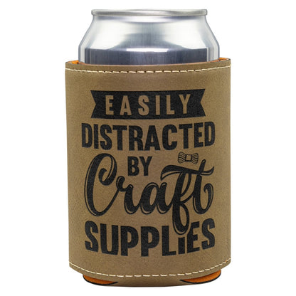 Easily Distracted By Craft Supplies Leatherette Beverage Holder - BluSparkle