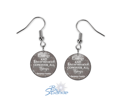 Energy And Determination Conquer All Things - Earrings - BluSparkle