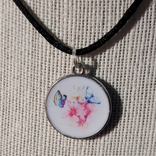 Flowers with Butterflies Pendant Charm - BluSparkle