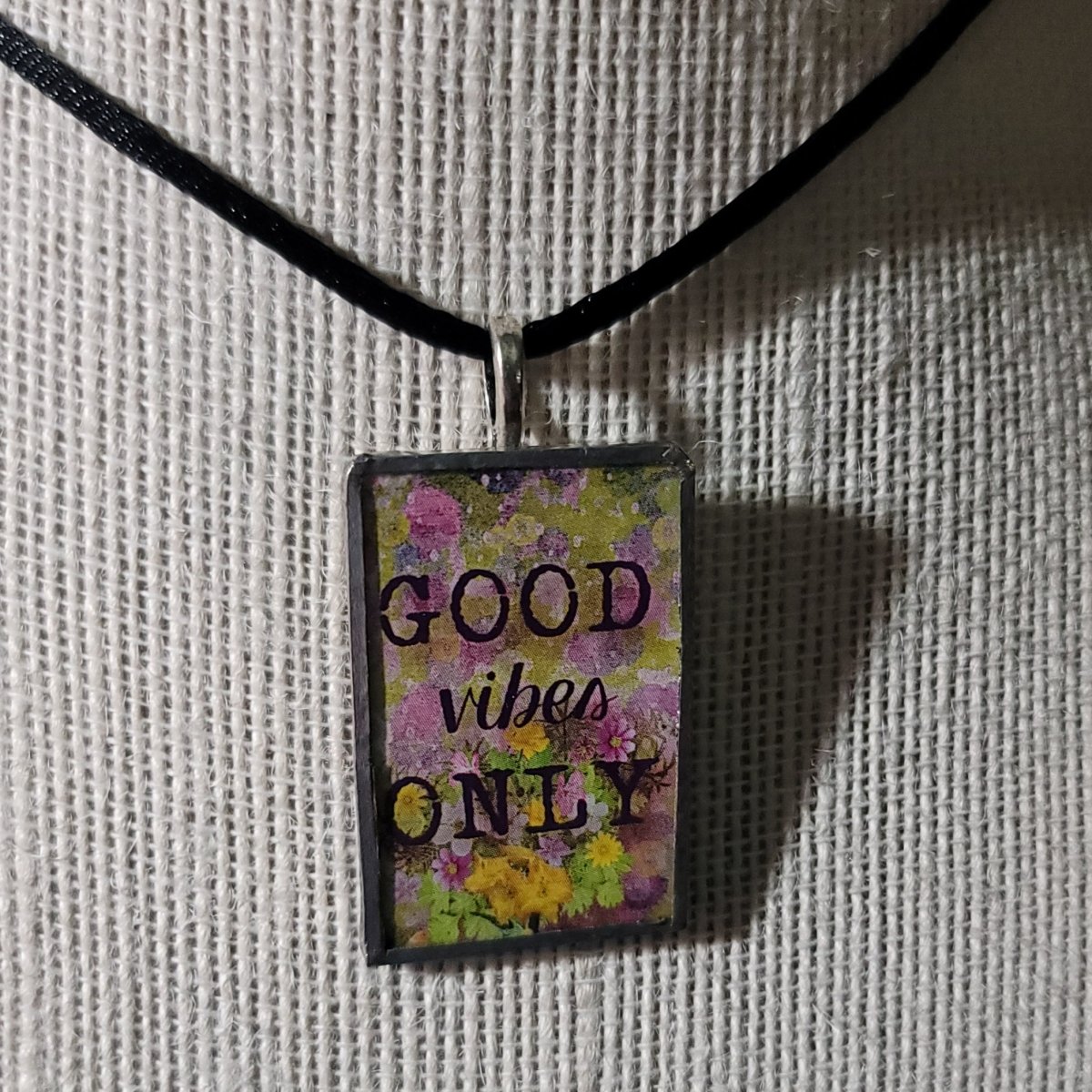 Good Vibes Only Handmade Stained - Glass Pendant - BluSparkle