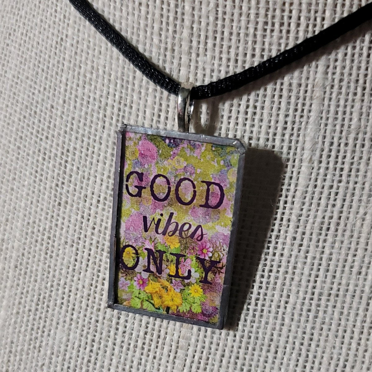 Good Vibes Only Handmade Stained - Glass Pendant - BluSparkle