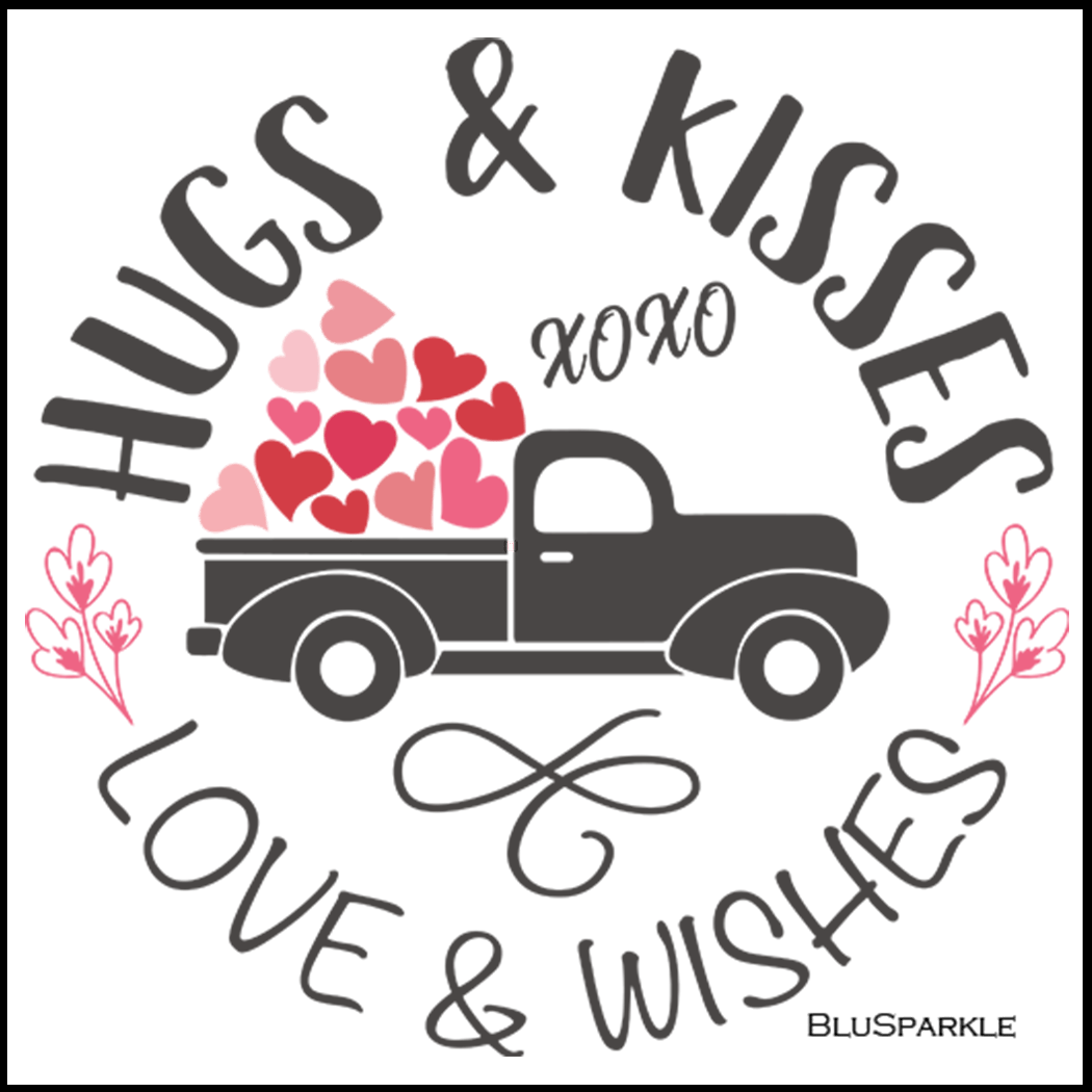 Hugs & Kisses Love & Wishes 3.5" Square Wise Expression Magnet - BluSparkle